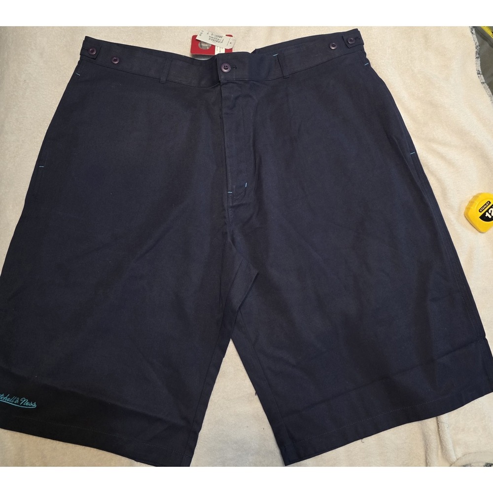 Mitchell & Ness Chino Shorts Mens 3XL Navy Tennis Patch Teal NWT